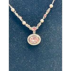 GIVENCHY Pave & Pink Crystal Gold Plated‎ Lariat Necklace 14" + 3" Extender
